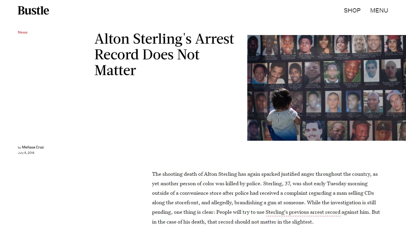Alton Sterling's Criminal Record Does Not Matter When Talking ... - Bustle
