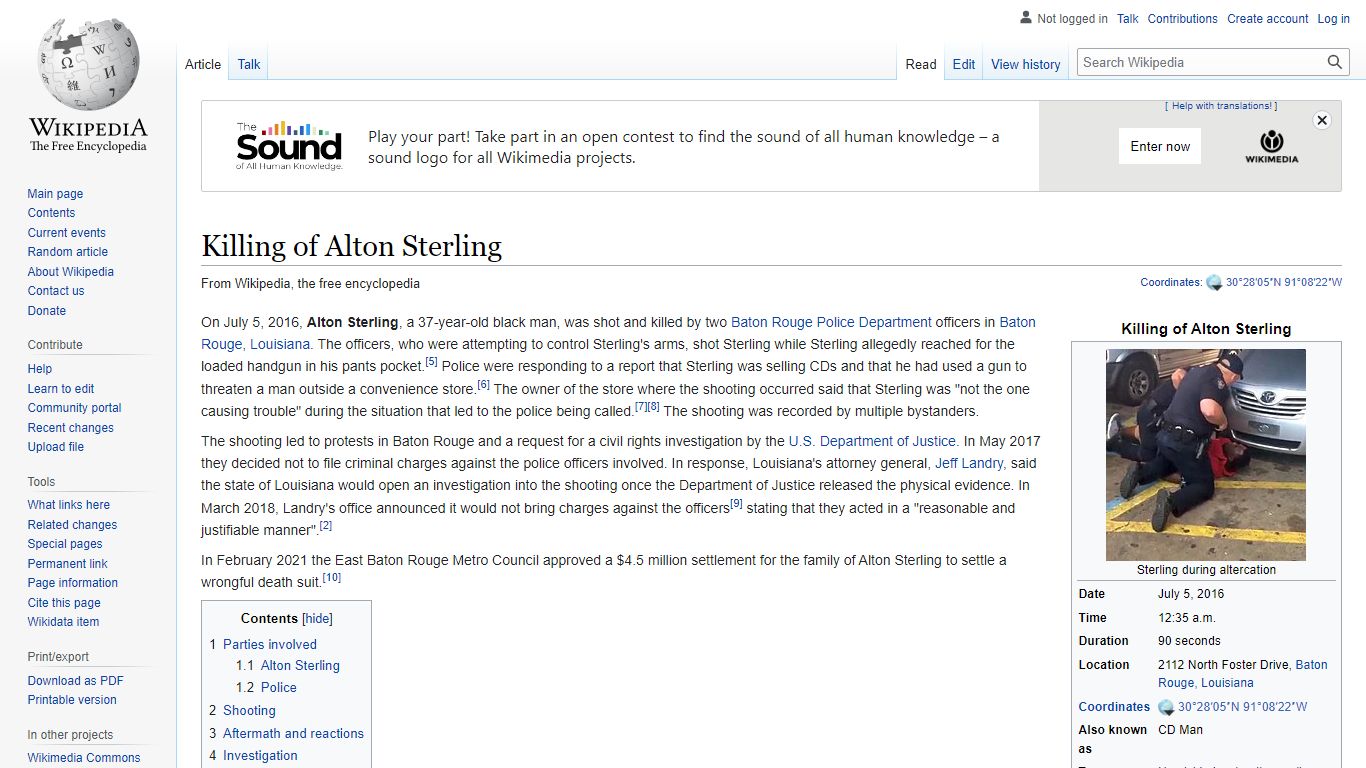 Killing of Alton Sterling - Wikipedia